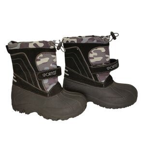 Sporto Boys Black & Gray Camo All Weather Lined Boots - Size 11/12